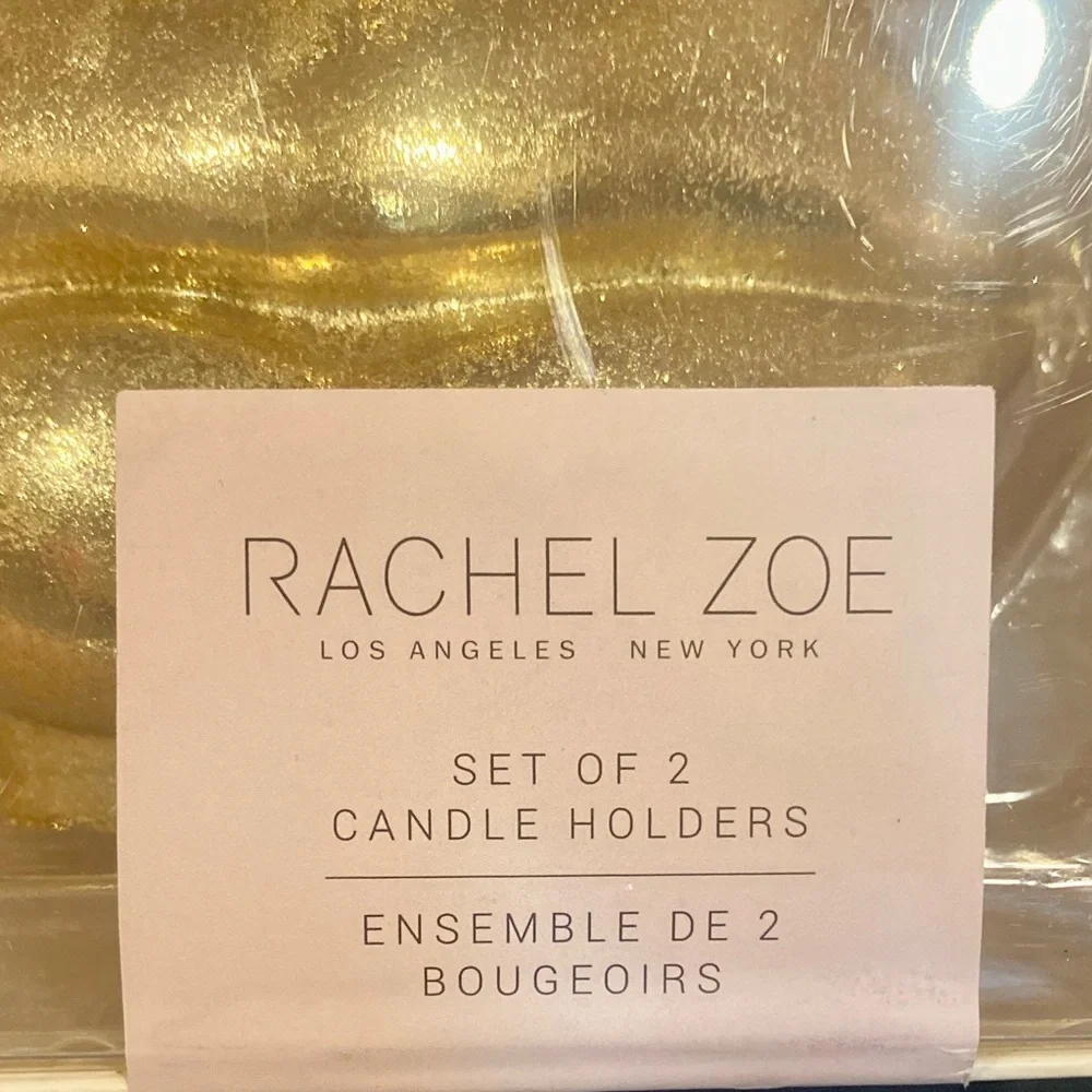 NIB Rachel Zoe‎ Metallic Gold Lip Candle Holders